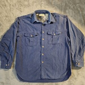 Eddie Bauer Men's Casual Blue Button-Down Shirt Large